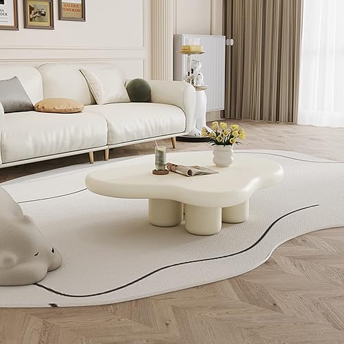 Miniatura 8 de Cloud Coffee Table,Cartoon Irregular Indoor Tea Table with 4 Legs,Cute Modern Solid Wood Round Corner Thicken End Table for Living Room