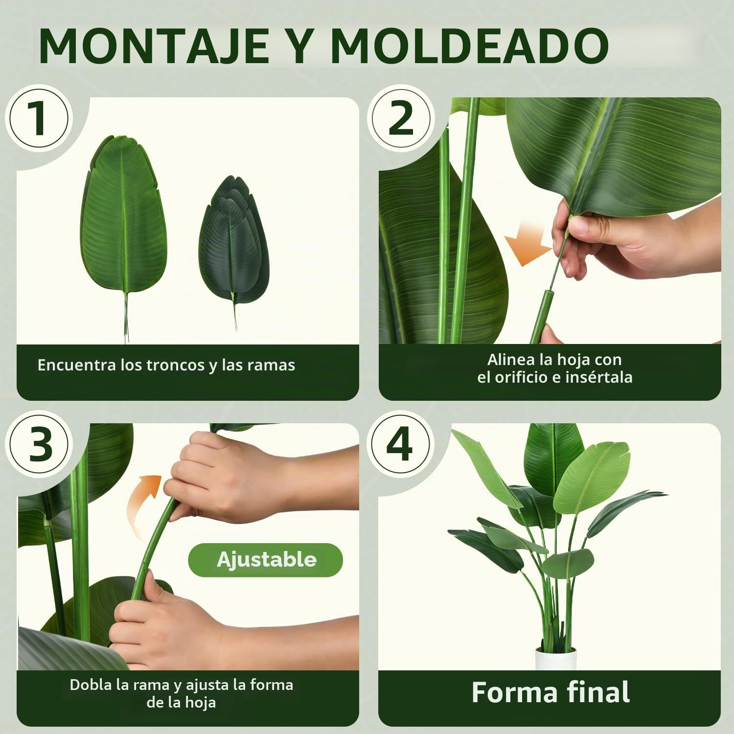 Plantas artificiales de interior, olivo sintético, palmera y planta artificial de ave del paraíso, planta falsa alta con maceta blanca para decoración del hogar y regalo de inauguración de la casa