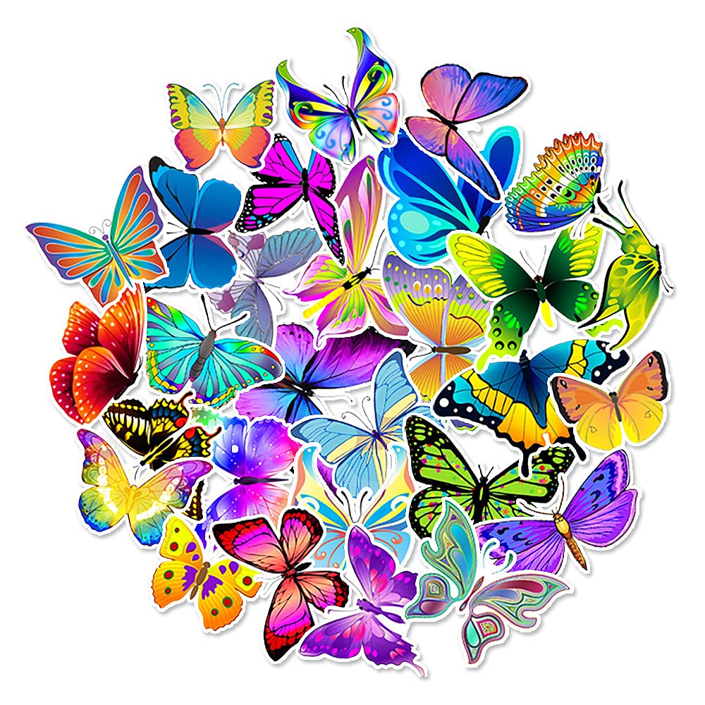Miss-shop Paquete de Pegatinas,Pegatina Mariposas 50 PCS Laptop Stickers para Ordenador Portátil, Patinete, Snowboard, Maleta, Bicicleta, Parachoques de Coche