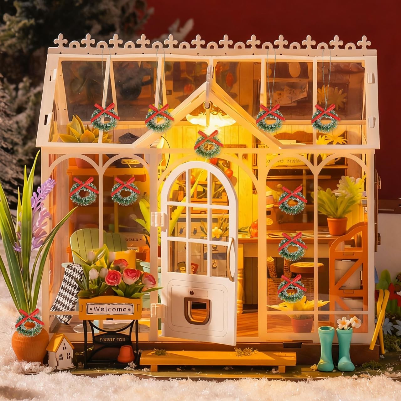 VOSAREA 24pcs Mini Christmas Wreaths Realistic Simulation Wreaths Mini Christmas Tree Hanging Garlands for Miniature Landscape Xmas Ornament for Home Party Garden and Photography - Image 8