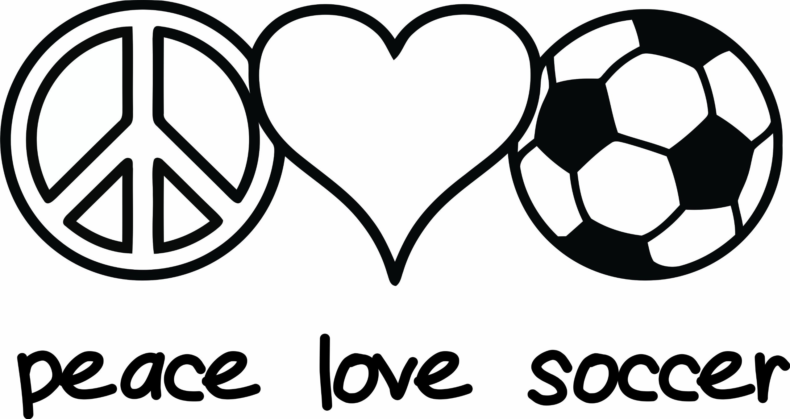 Design with Vinyl Design 247 Peace Love Soccer Picture Art Home Decor Sticker Vinyl Wall Decal, 12-Inch by 20-Inch, Black