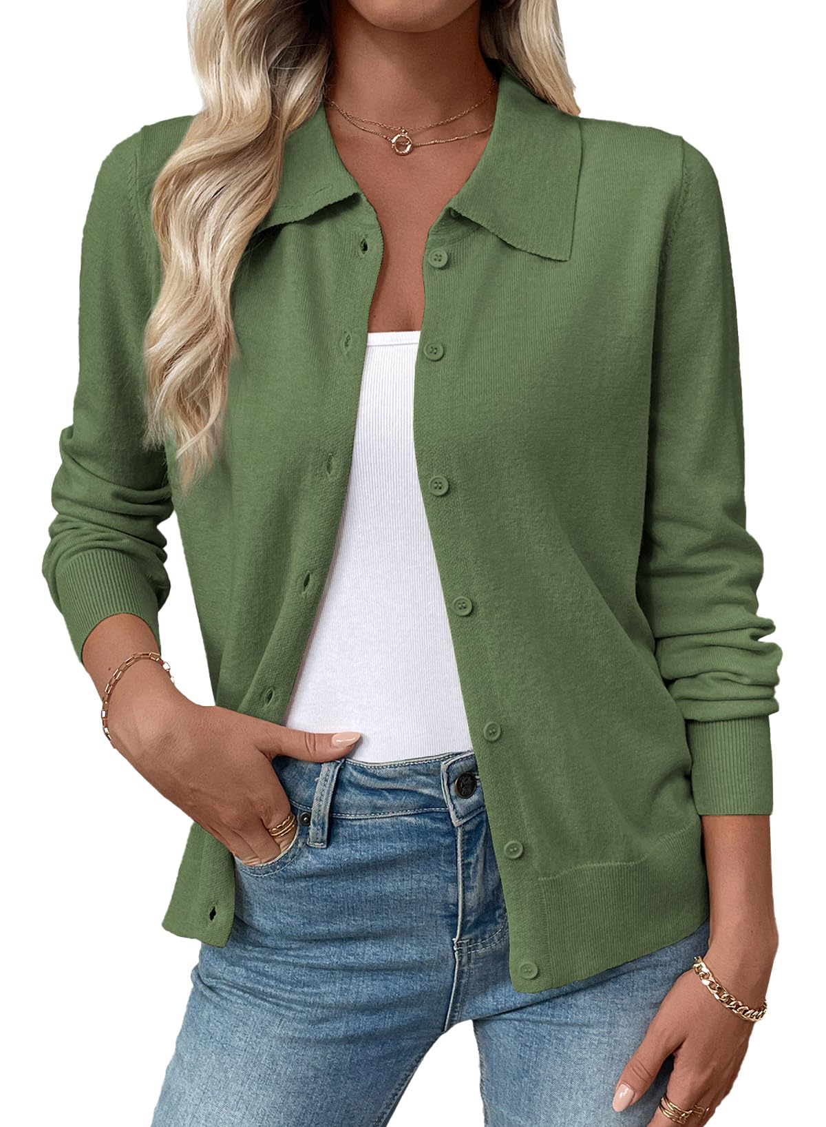 EVALESS Womens Lightweight Cardigan Sweaters Fall Outfits | Soft Wool Blend Knit Fabric, Button Knit Tops Layering Cardigan, Business Casual Office Wear 2026 Fashion Clothing