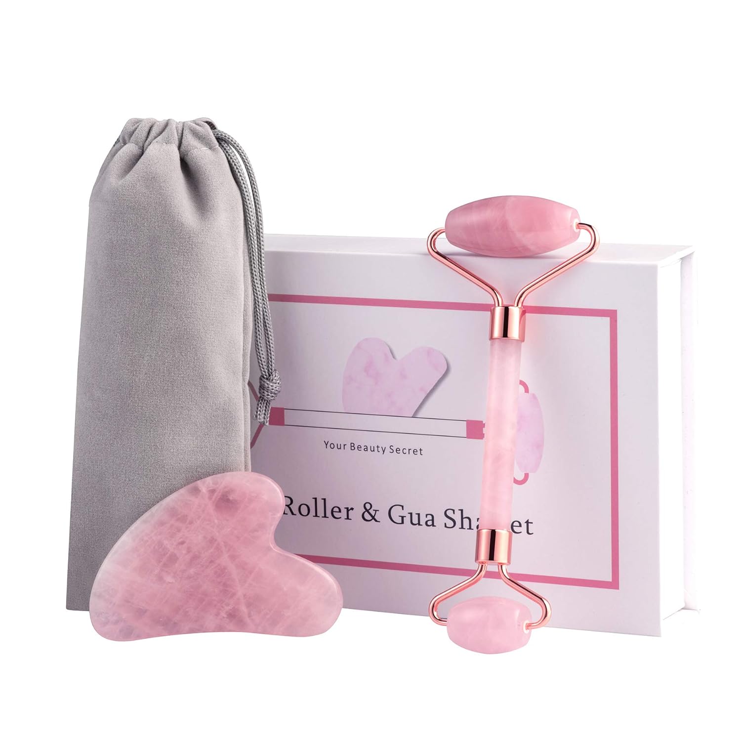 Jade RollerRose Quartz Roller and Gua Sha Beauty Set 100 Original Natural Jade
