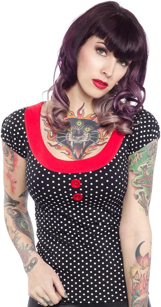 Sourpuss Beki Top Black/White Polka Dots