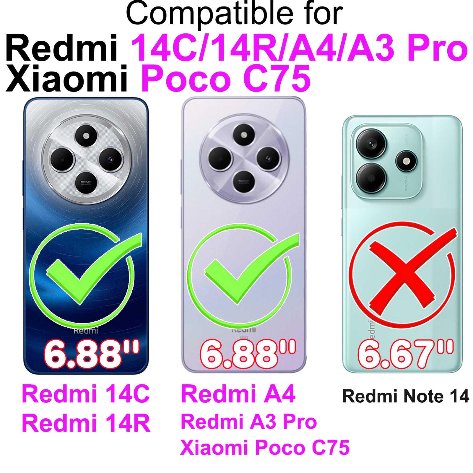 Handyhülle Für Xiaomi Redmi 14C/14R/A3 Pro/A4/Poco C75 – Magnetische Flip-Hülle Mit Standfunktion & Kartenfächern