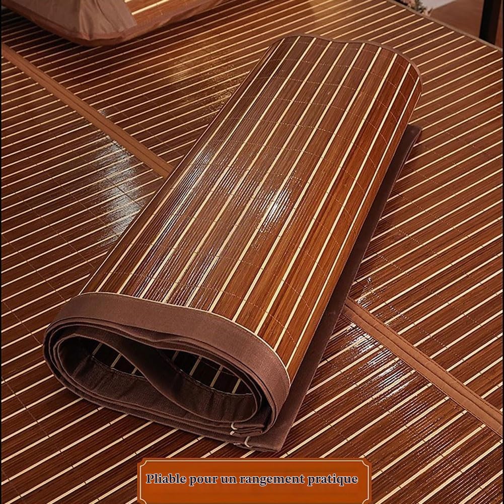 Tapis rafraîchissant d'été, Tapis de Couchage d'été en Bambou Pliable avec taie d'oreiller, Plusieurs Tailles(90cmx190cm)