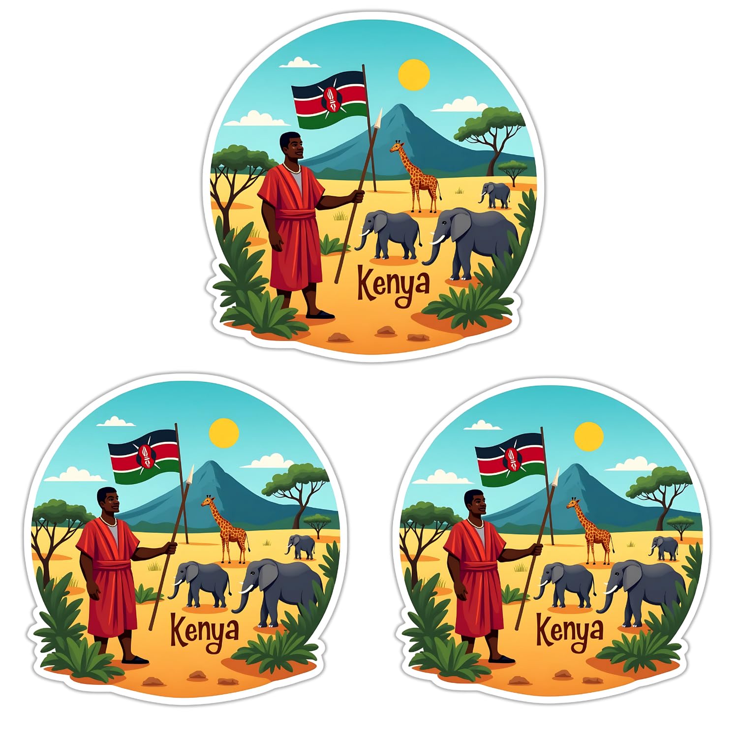 Naxon Kenya Souvenir Wooden Fridge Magnet – 3x3 Inch Stylish Refrigerator Magnet for Kitchen & Home Décor | Travel Collectible Gift | African Safari & Wildlife Design | Pack of 3