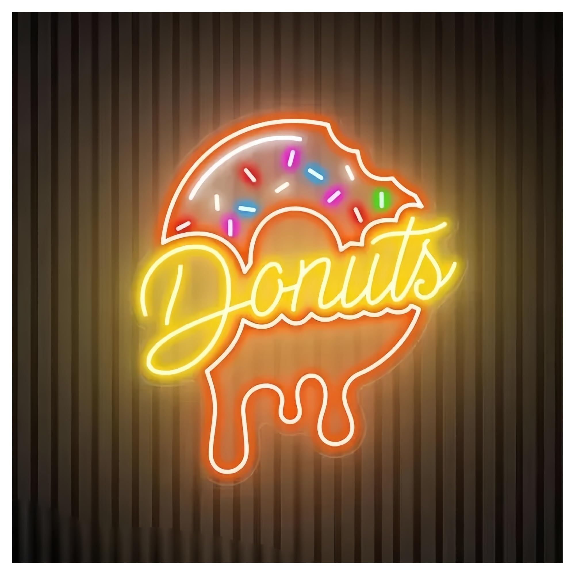 SHOUXI Sign Lamp Donuts Neon Sign Light Dimmable for Donuts Shop Food Restaurant Business Kitchen Dining Room Wall Decor(D,50cm)