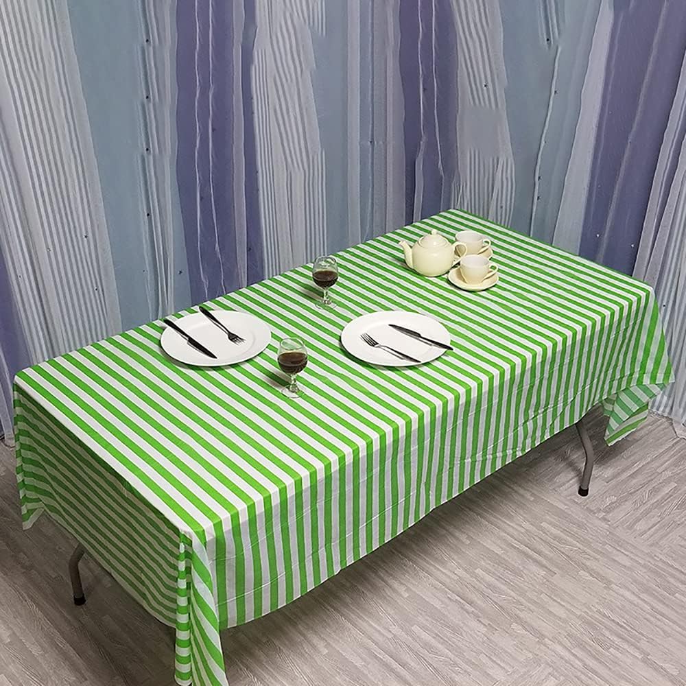 Vpang 2 Pcs Striped Plastic Print Tablecloths Disposable Table Cover Thickened Rectangle Tablecover, Kitchen Picnic Wedding Birthday Party Table Covers, 54"x108" (Green Stripe) : Home & Kitchen