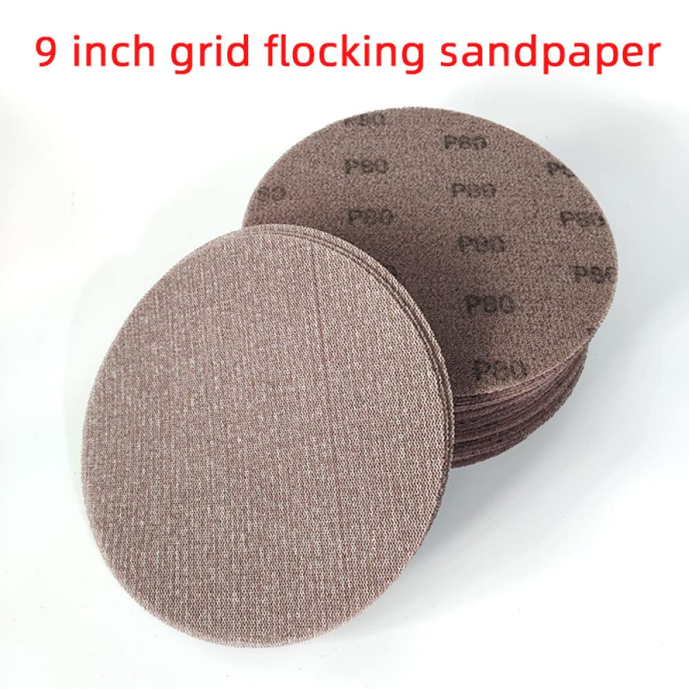 10Pcs 9 Inch 225mm Mesh Abrasive Hook and Loop Sand Paper Dust Free Sanding Discs Anti-blocking Dry Grinding Sandpaper,120grit,50 pcs a box