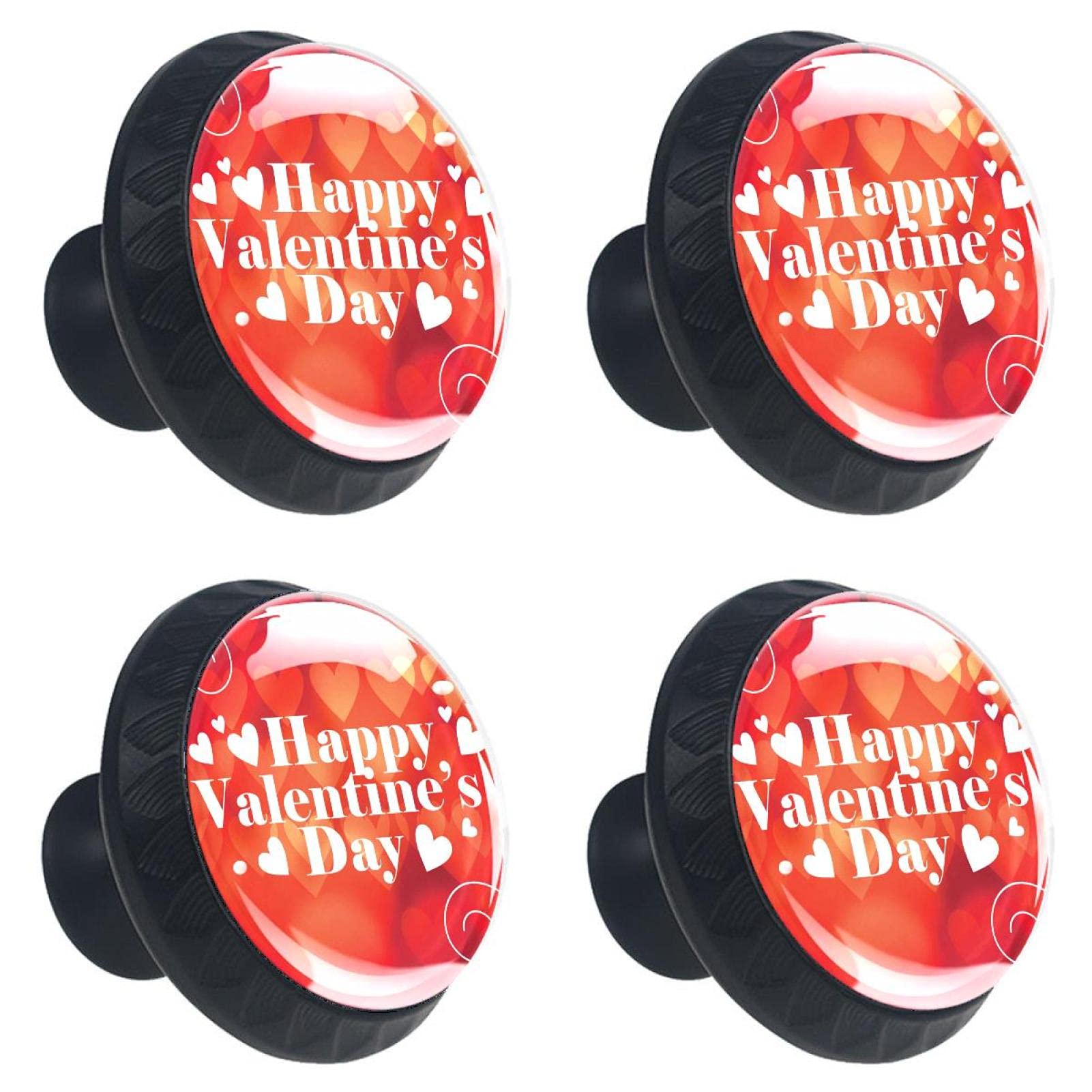 Boutons de tiroir cœur rouge en verre, cadeau idéal Saint-Valentin lot de 4