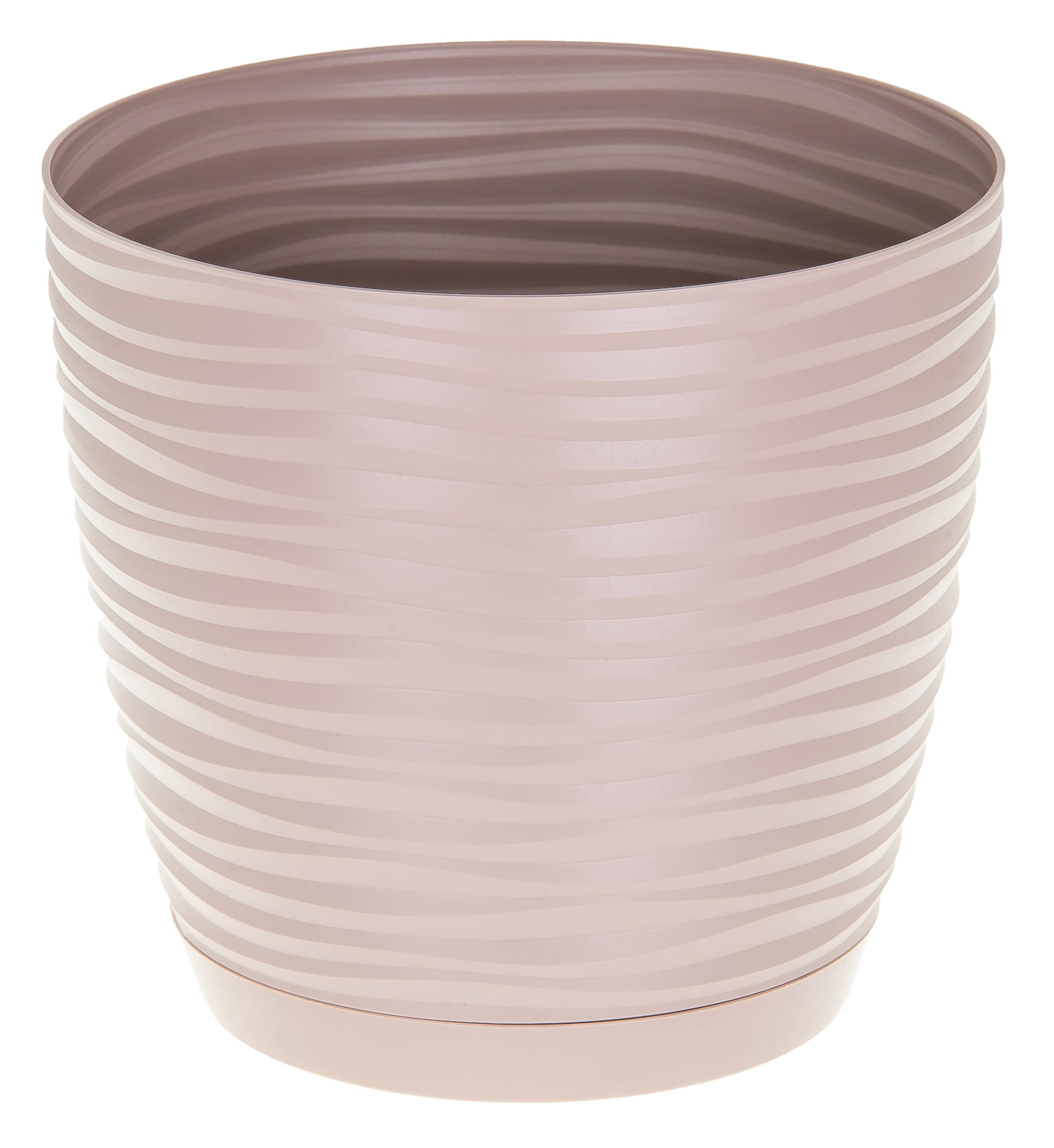 SPARKLE PLANTS Sahara Indoor Plant Pots – Modern Round Plastic Flower Pots with Drainage Hole & Saucer – 7 Sizes, 8 Colours for Succulents, Herbs, Flowers & Houseplants (11 cm, Taupe) — image 1