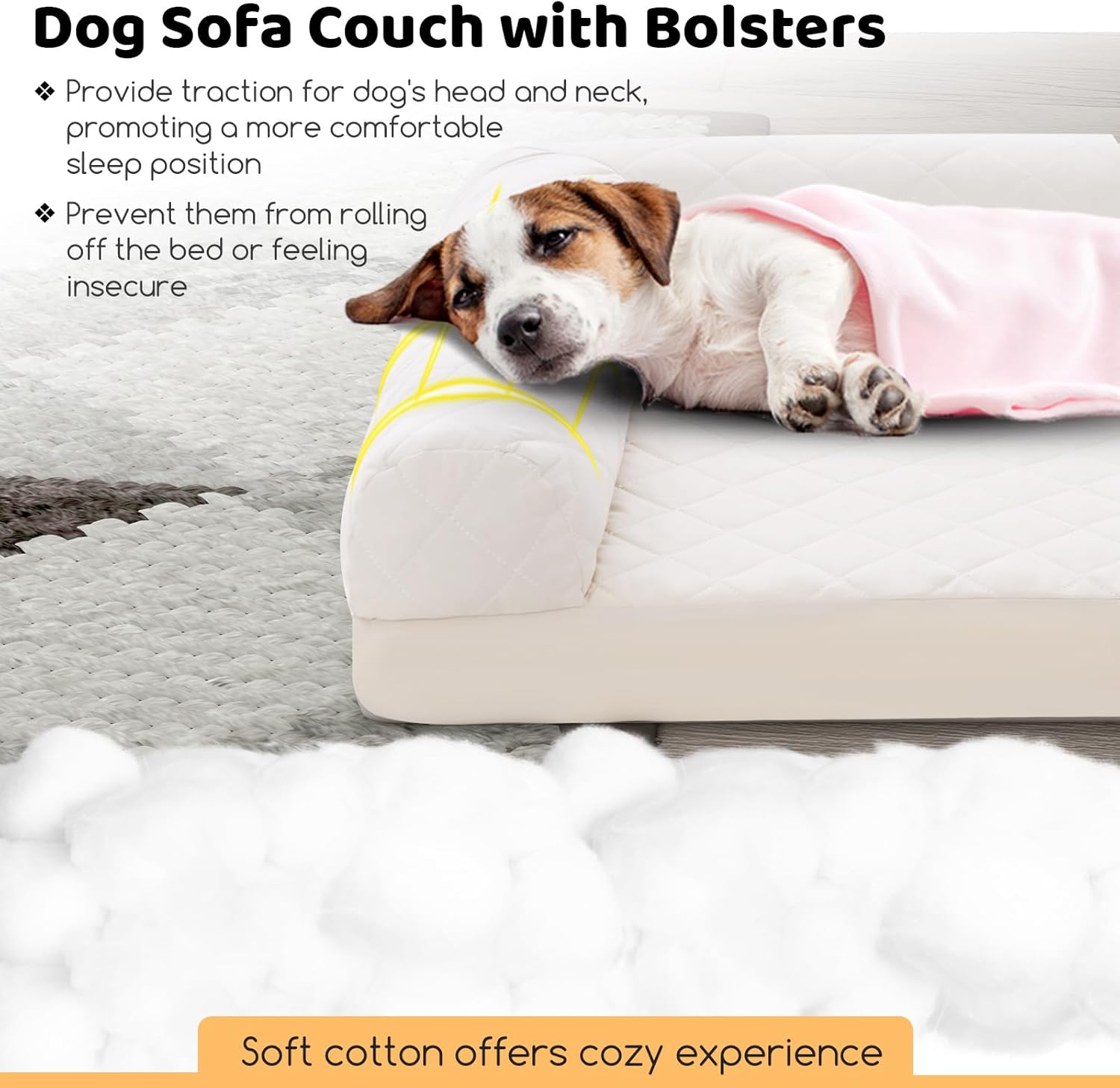 review Giantex Orthopedic Dog Bed - Egg Crate Foam Dog Sofa Pet Bed with Washable Cover, Removable 3-Sided Bolsters, Non Slip Bottom, Quilted Surface, Pet Couch Dog Crate Mat for Medium Size Dogs (Beige)