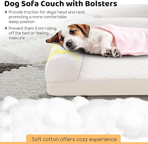 Miniatura 4 de Giantex Cama ortopédica para perros, sofá de espuma para perros con funda lavable, cojines extraíbles de 3 lados, parte inferior antideslizante,
