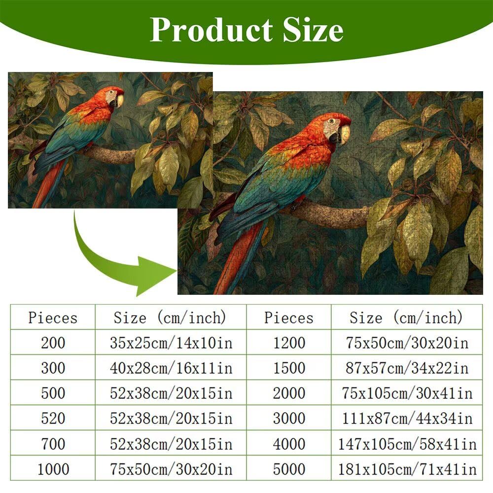 Puzzle 2000 elementów - Tropikalna i papuga - Trwałe drewniane puzzle z literami z tyłu - 70 x 100 cm - Kreatywne hobby bez kurzu - Artykuł kolekcjonerski i ponad 14 lat P3#229