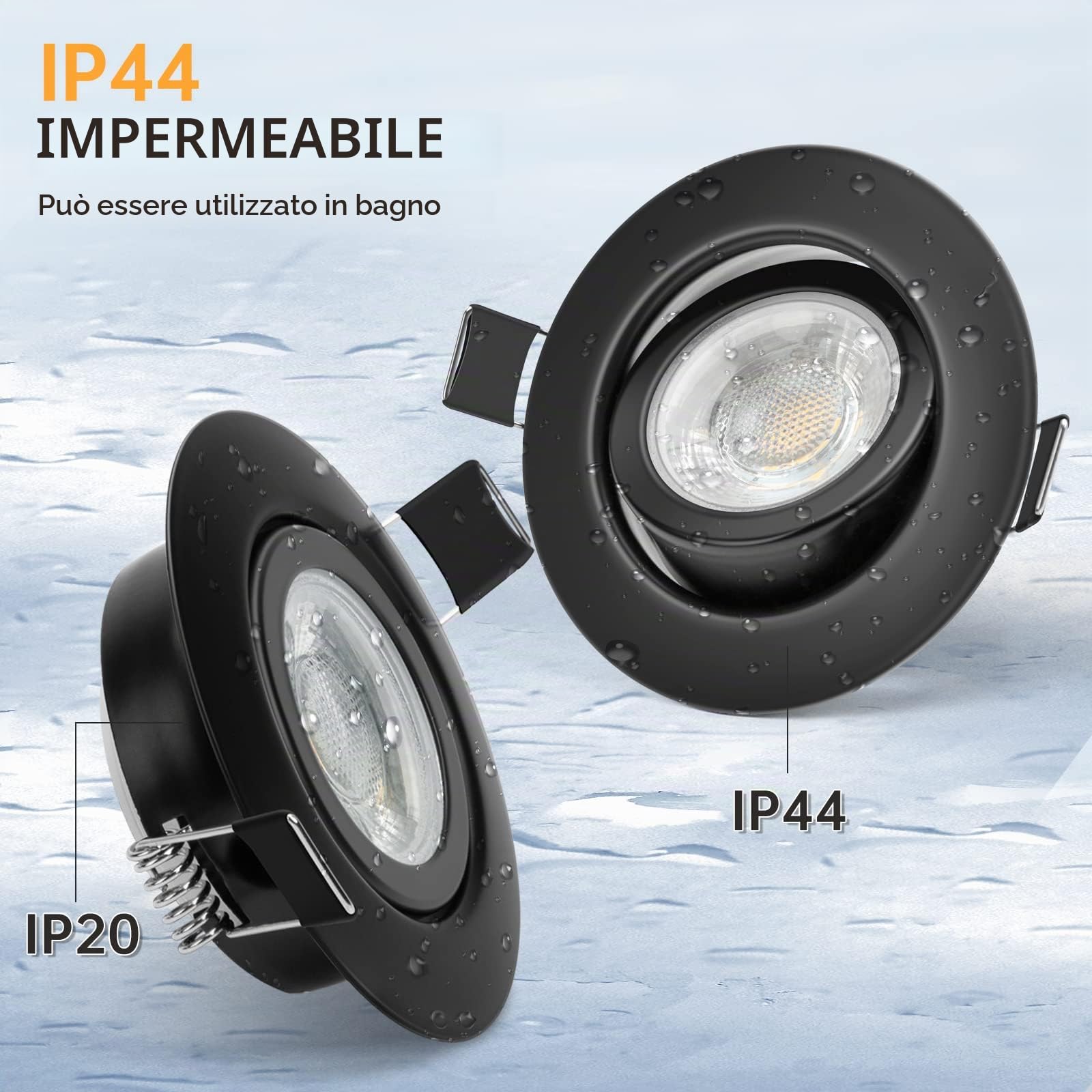 wowatt 10x Faretti Led da Incasso per Cartongesso Nero 5.5W Dimmerabili | 2800K Luce Calda 600LM Luci da Soffitto Interno IP44, Metallo Faretto led incasso Ultrasottili, Faretti Foro 68mm para Bagno