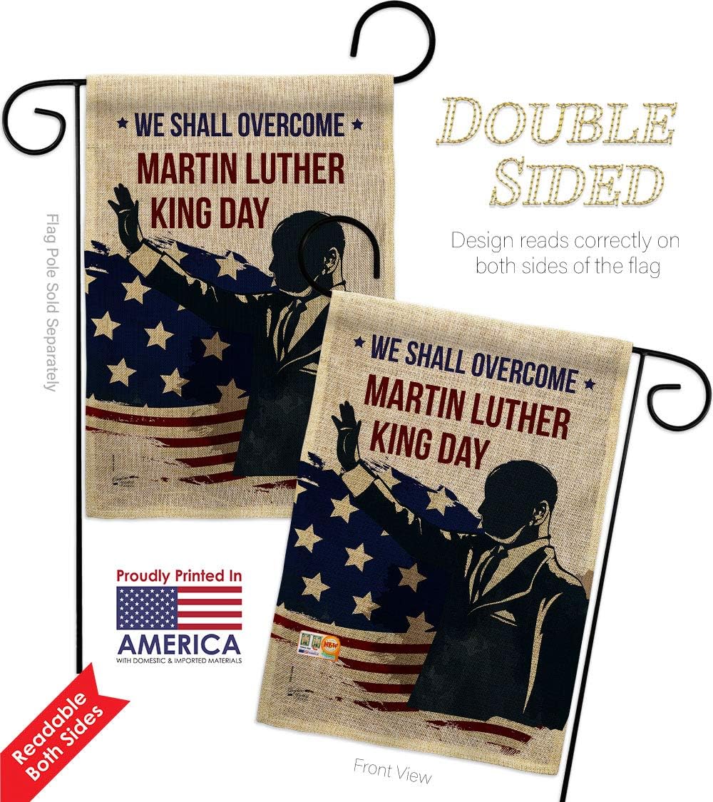 We Shall Overcome Burlap Burlap Garden Flag Black History Martin Luther King MLK Civil Right Stars United State American Small Decorative Gift Yard House Banner Double-Sided Made In USA 13 X 18.5
