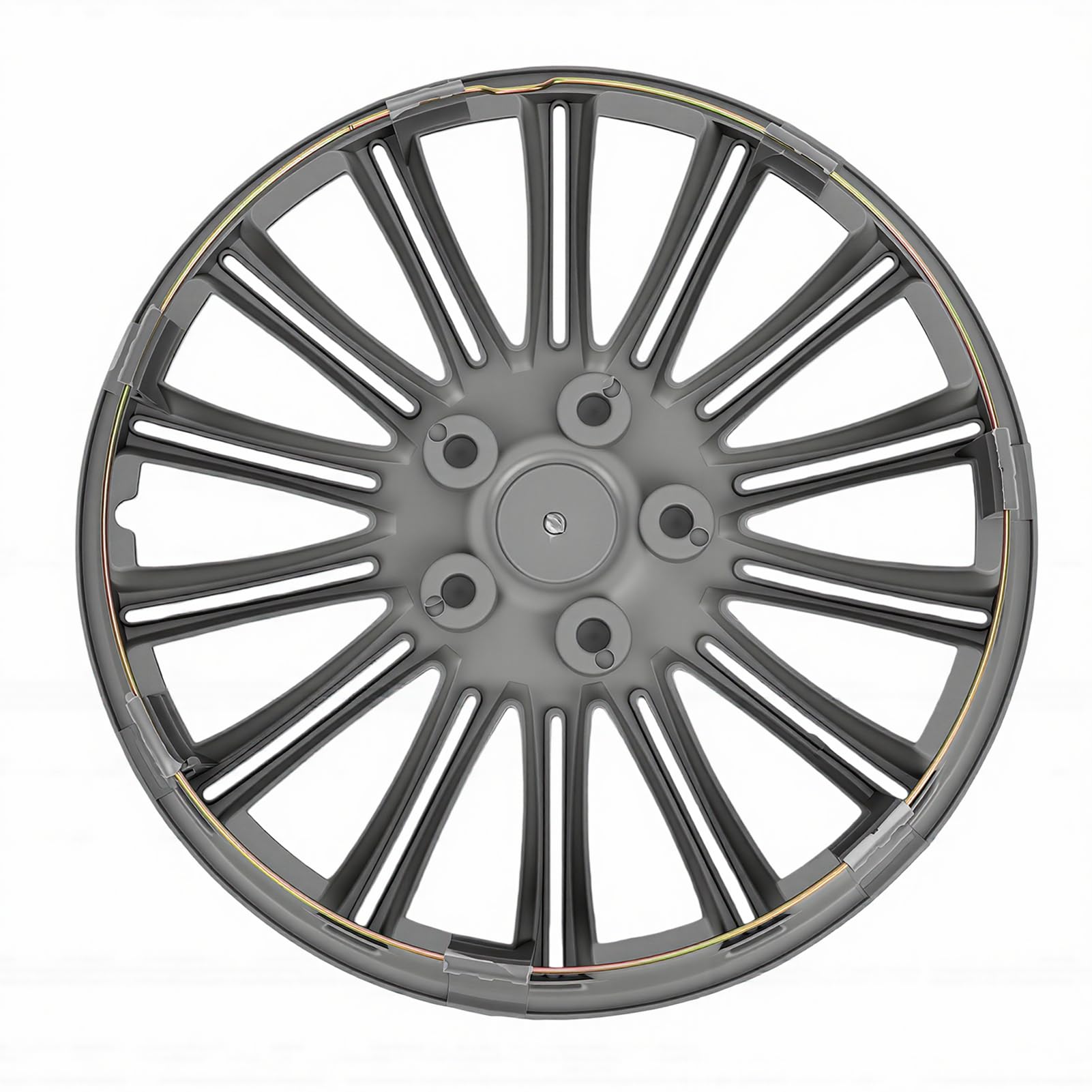 Fockety Coprimozzo Ruota, Resistente Agli Urti, AntiGraffio, Elegante Design Nero Argento, Coprimozzo Ruota da 14", Copricerchi a Scatto in Plastica ABS, Universale, con Set da 4 Pezzi, per Auto,