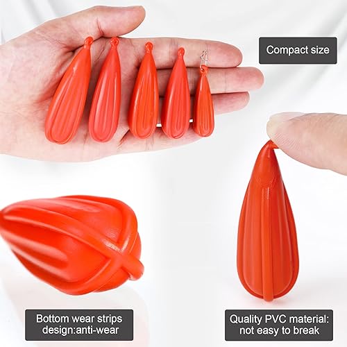 Miniatura 3 de 6 tapones de práctica de pesca de 6 tamaños mixtos, enchufe de práctica de cebo naranja para niños que mejoran las habilidades de lanzamiento (15