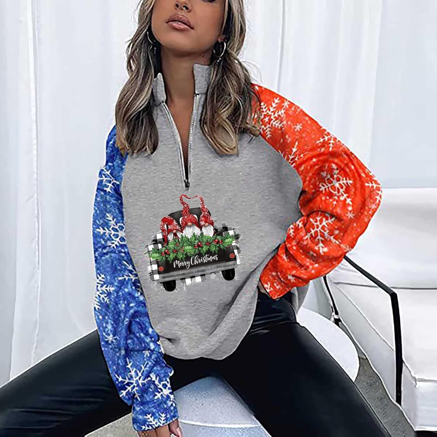 JJHAEVDY  Womens Christmas Snowflake Pattern Sweatshirts Long Sleeve Versatile Pullover Tunic Tops : Sports & Outdoors