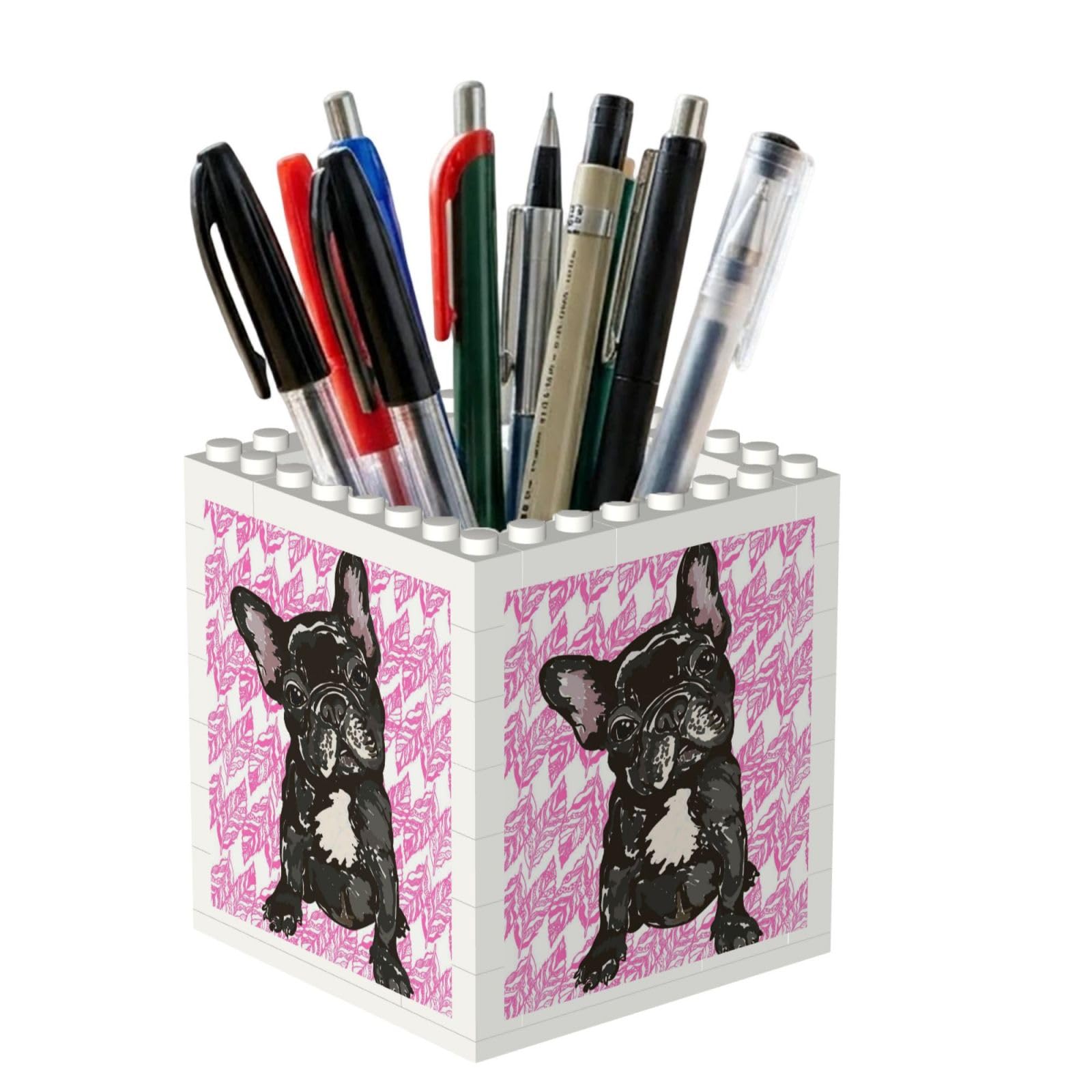 Poadnly Puppy French Bulldog, Pen Pot Pencil Holder for Office Home School, Compact Desk Organiser for Office Stationery