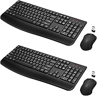 Vista 1 de Combo de teclado y mouse inalámbricos de tamaño completo 2.4GHz con cómodo reposamanos y mouse óptico inalámbrico para Windows, Mac