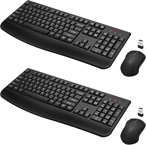 Combo de teclado y mouse inalámbricos, tamaño completo de 2.4 GHz cómodo reposamanos y mouse inalámbrico óptico para Windows, Mac OS PCcomputadoras