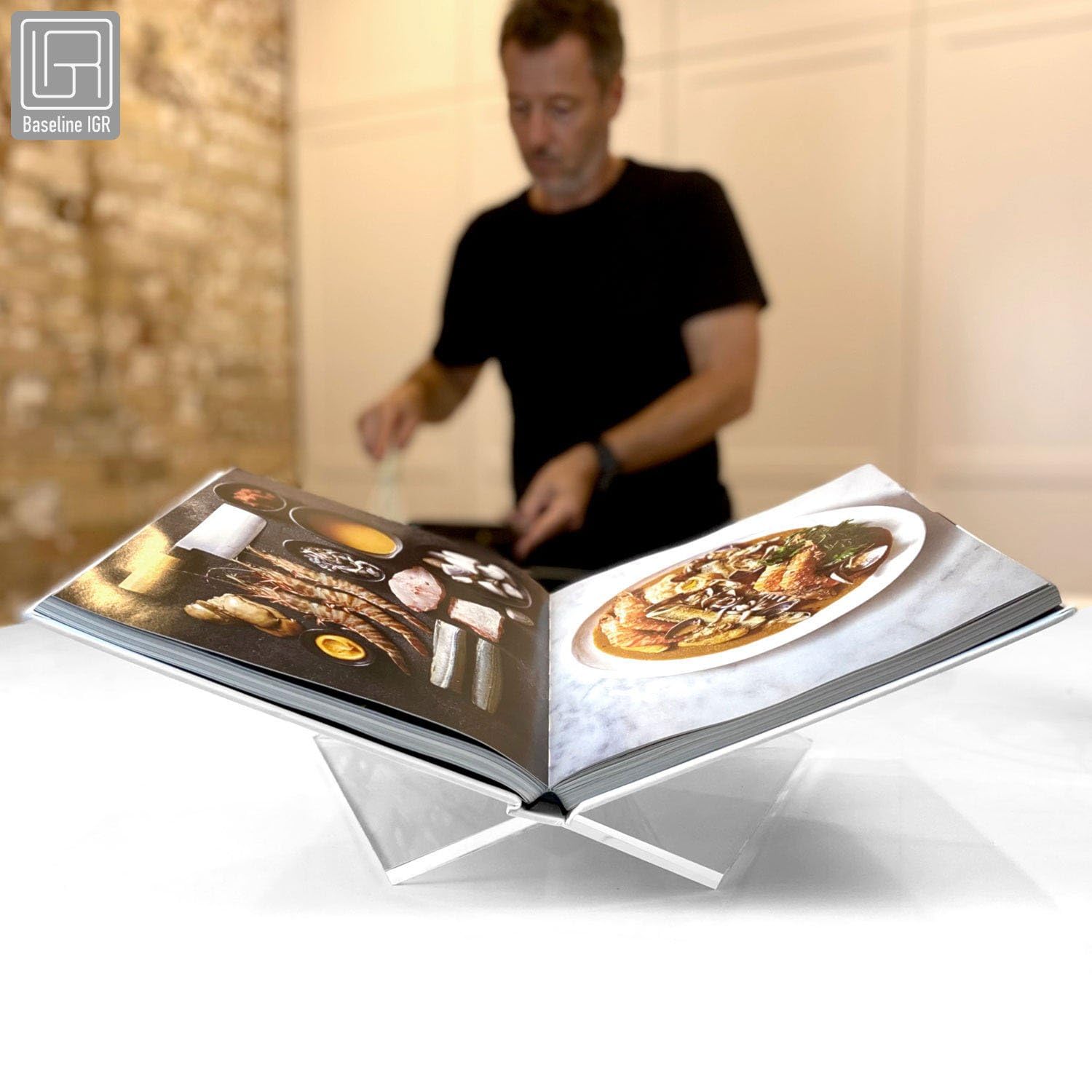 Leggio medio in acrilico trasparente, 22,1 x 16 x 9,1 cm, supporto per libri in acrilico, supporto aperto per esporre e leggere libri di cucina, libri d'arte, bibbie, riviste, casa e