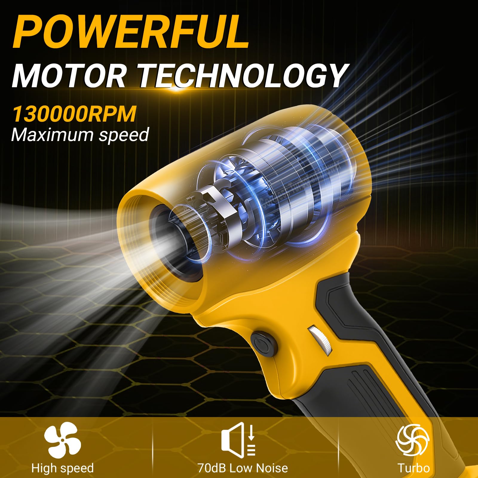 Mini soffiatore a batteria per foglie compatibile con Dewalt 20V 18V, 30 m/s, 130000 giri/min motore brushless, 5 ugelli inclusi, leggero e portatile per terrazza, prato, pulizia auto e campeggio