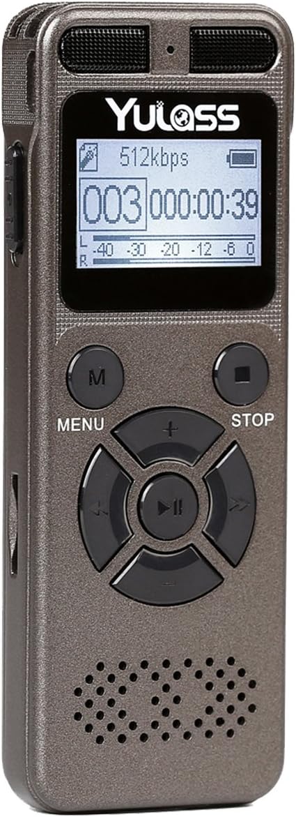 8GB Handheld Digital Voice Recorder with Password Protection Fuction Support TF Card Expand to 64GB Memory - Gray