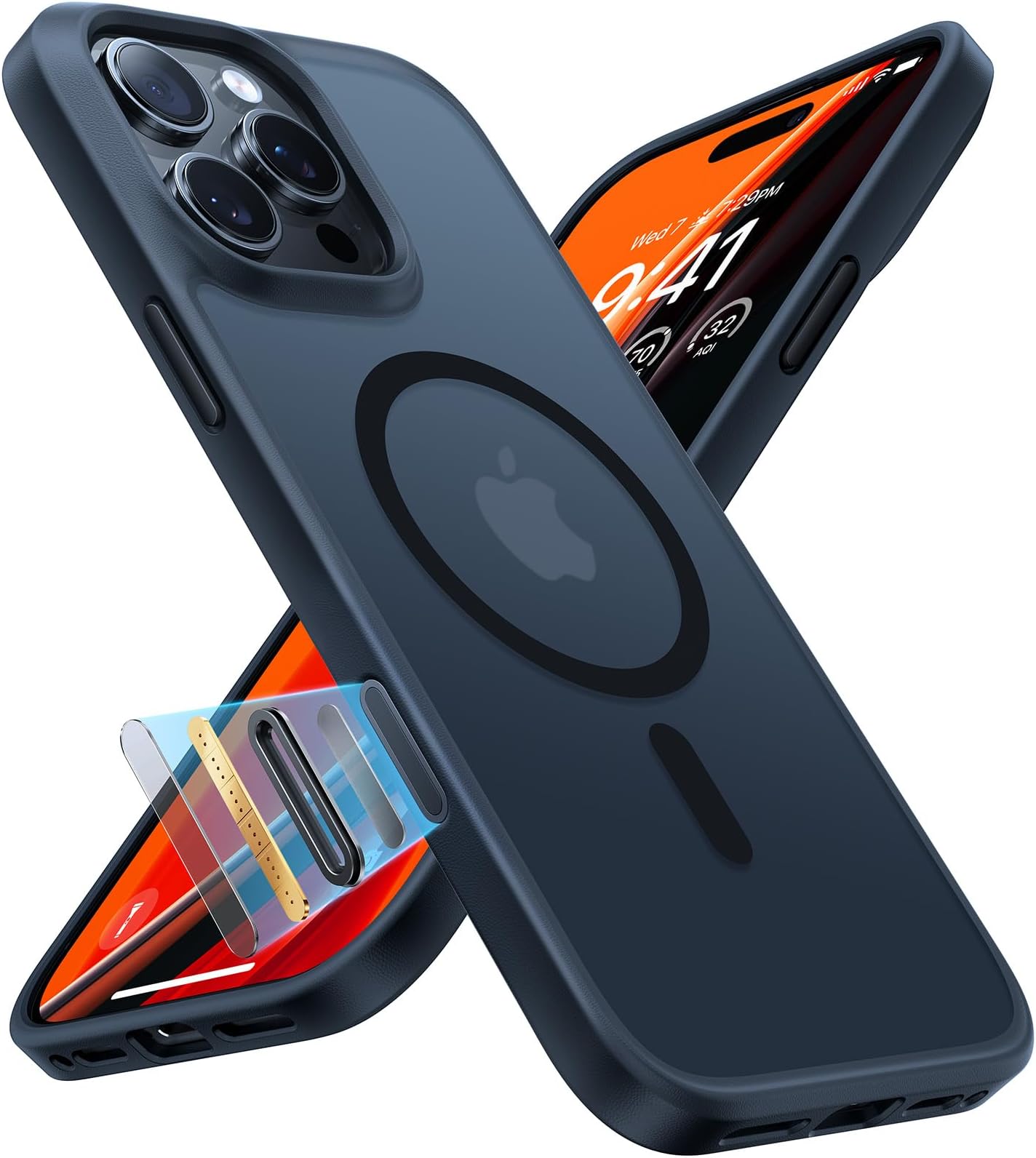 TORRAS for iPhone 16 Pro Case with MagSafe, 12FT Military Grade Shockproof, Slim Thin but Sturdy, Velvety Touch and Anti-Slip Texture, Magnetic Protective for iPhone 16 Pro Case Cover, Matte Black