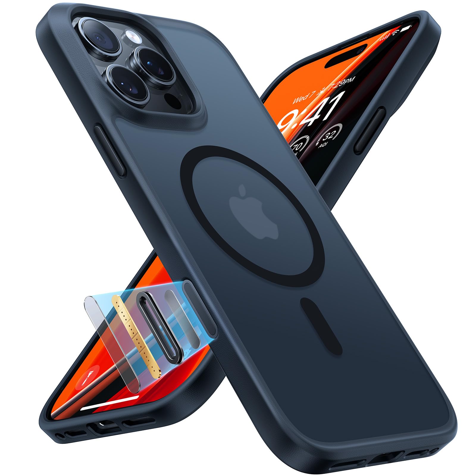 TORRAS for iPhone 16 Pro Case with MagSafe, 12FT Military Grade Shockproof, Slim Thin but Sturdy, Velvety Touch and Anti-Slip Texture, Magnetic Protective for iPhone 16 Pro Case Cover, Matte Black