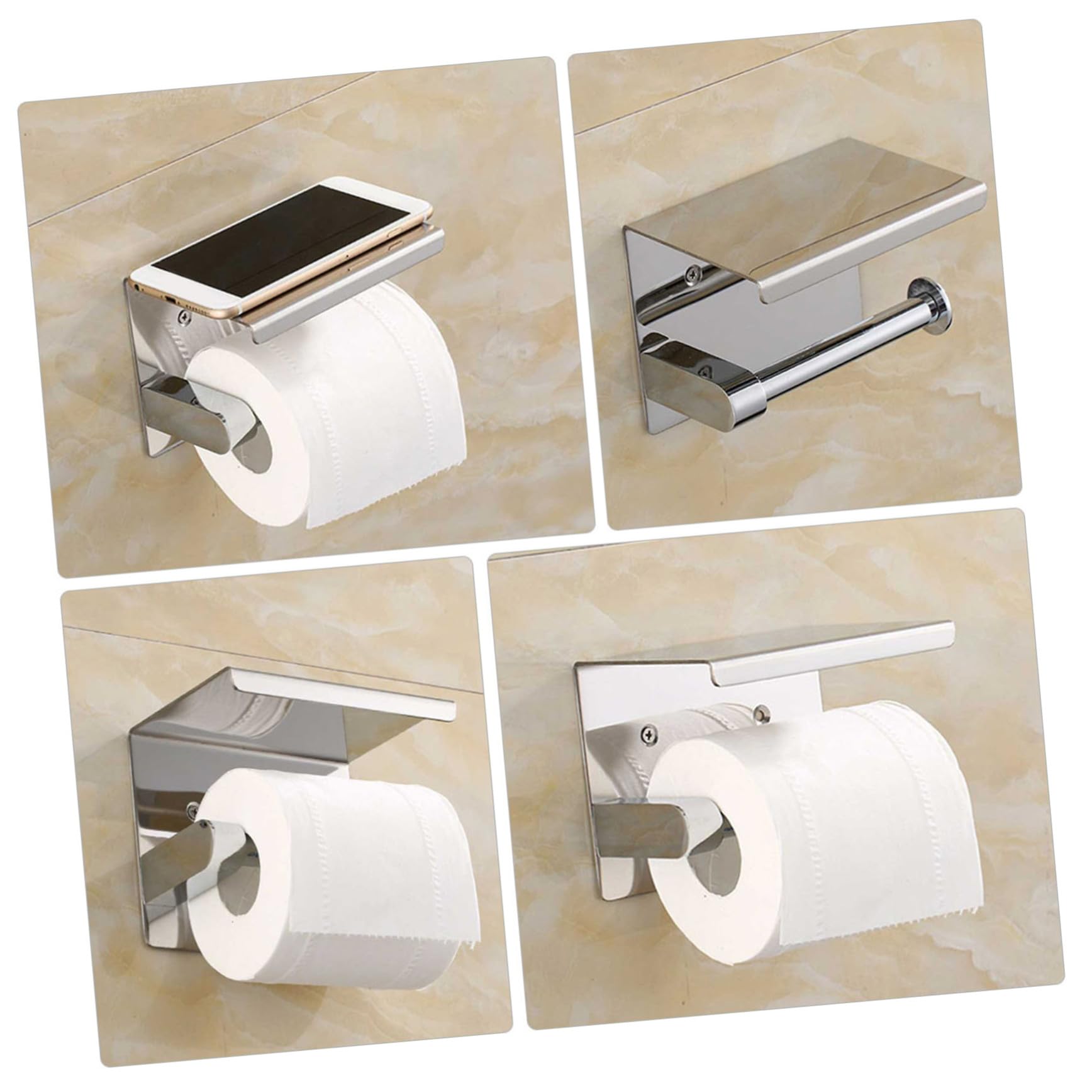 Baluue Portarrollos de Papel Higiénico Multifuncional Estante de Almacenamiento para Baño y Cocina de Acero Inoxidable