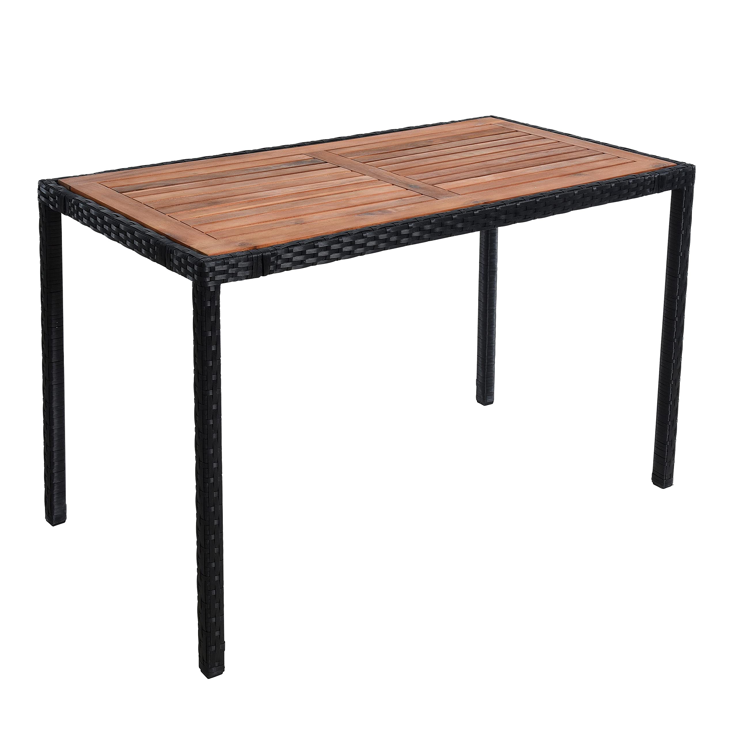 ESTEXO Polyrattan Sitzgruppe Gartenmöbel Set Essgruppe Gartenset Rattanmöbel Rattan Set Hocker Gartenstühle Gartentisch (4 Personen/Schwarz)