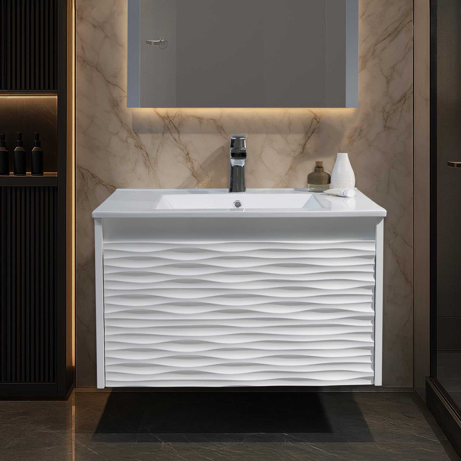 Blossom 30 Inch Floating Vanity and Ceramic Sink Combo