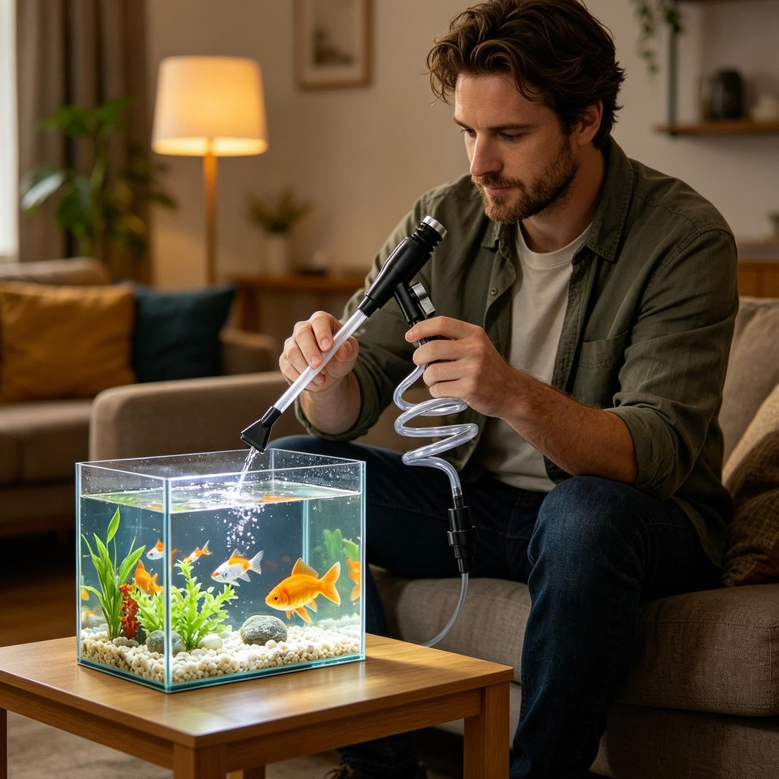 Aspirador Para Acuario Sifón con bomba manual para cambio de agua