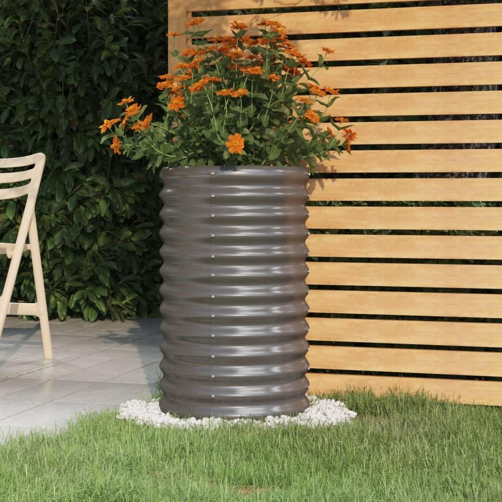 Green Powder-Coated Steel Garden Planter, 31.5x31.5x26.8 Inch Outdoor Raised Garden Bed, Durable Weather-Resistant Round Planter for Vegetables, Flowers, Herbs