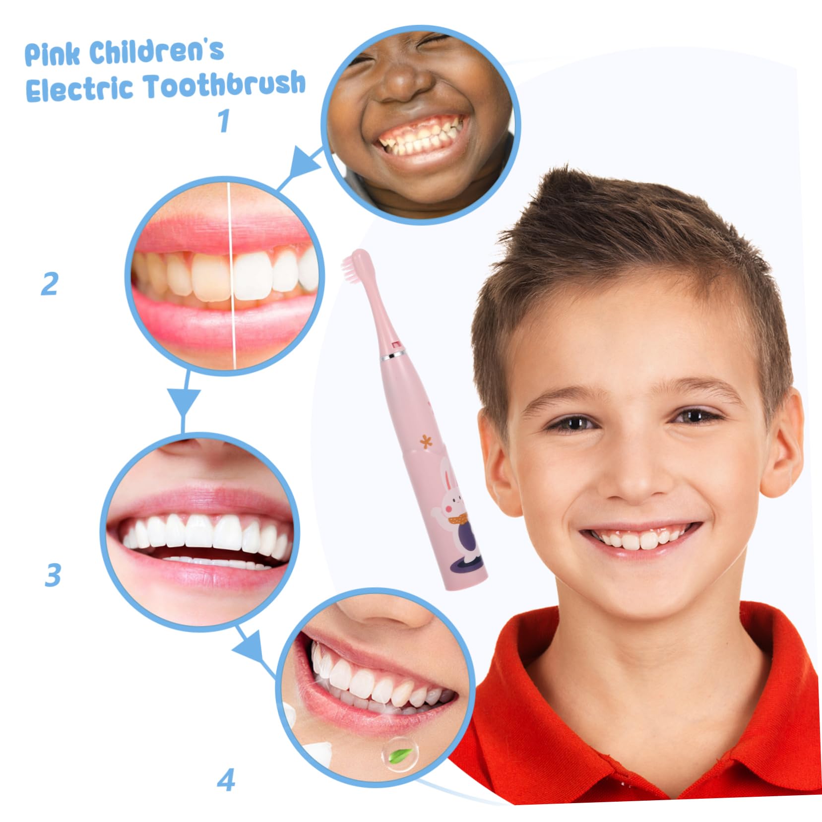 Healvian 3juegos Cepillo De Dientes Eléctrico Infantil Diseño De Dibujos Animados Cepillo De Dientes Portátil Recargable Para Niño Niña Fácil De Usar y Seguro Para Proteger El Esmalte