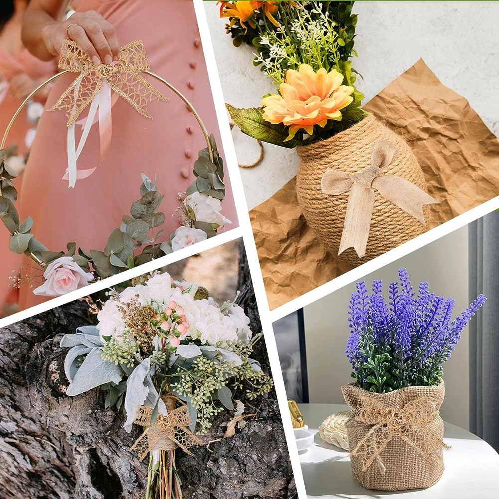8 Rollen Juteband Vintage Spitzenband, Natürliche Jute Bänder und Spitze, Leinwand Band für DIY