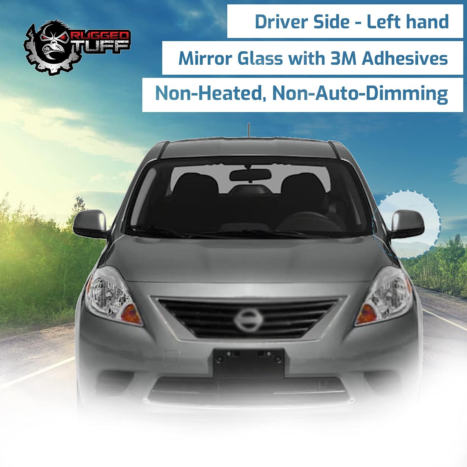 Driver Side Mirror Glass Replacement For 2007 2008 2009 2010 2011 2012 Nissan Versa Left Door Flat Mirrors Adhesives exactafit 8144L