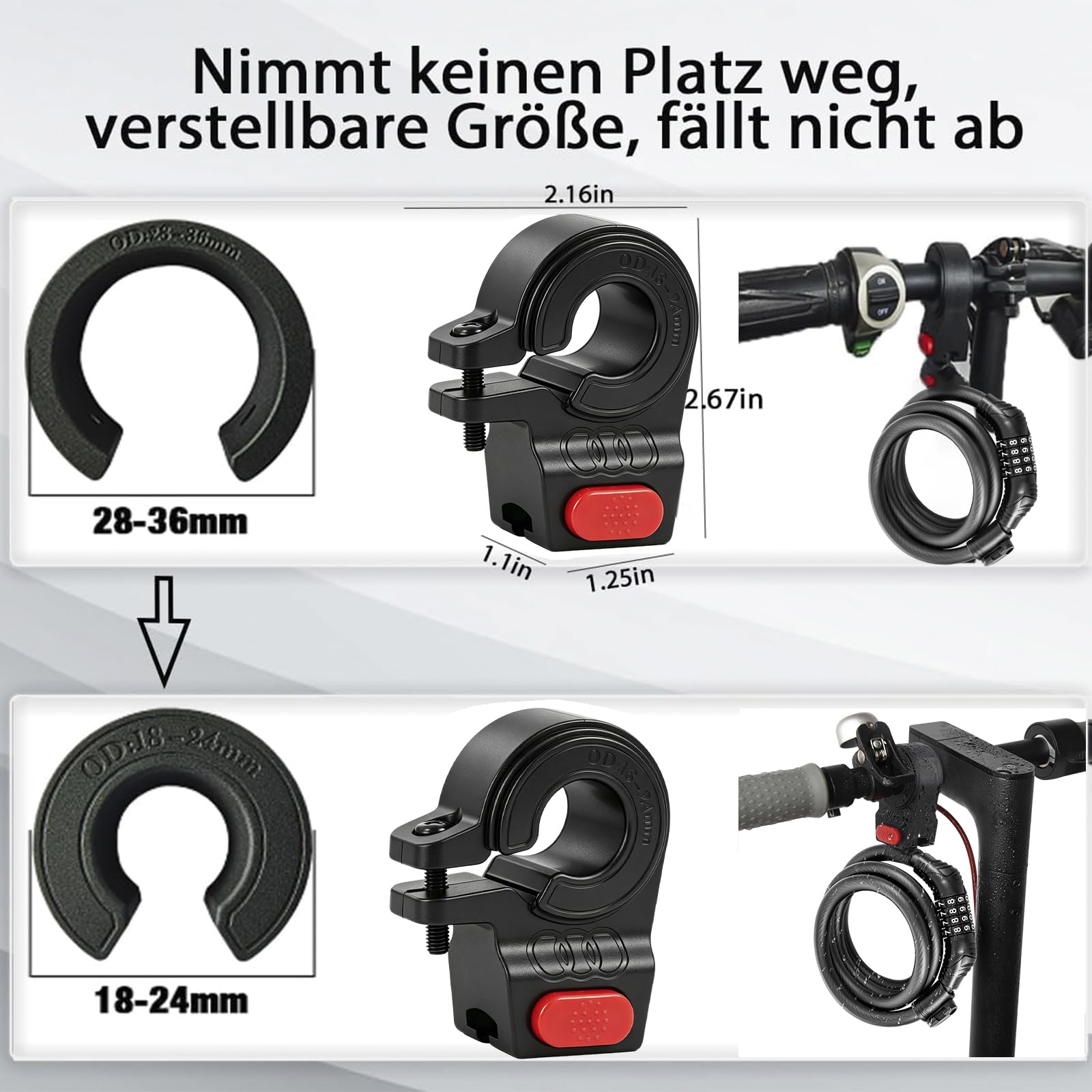 E Roller Schloss,4-stellige Fahrradschloss Kabelschloss Kompatibel für Xiaomi M365/Pro2/Max/ES/GXL Essential Scooter/Fahrrad/Motorrad/Baby 1.2m/12mmAnti-Diebstahl Ideal Zahlenschloss für 12 Stahlkabel