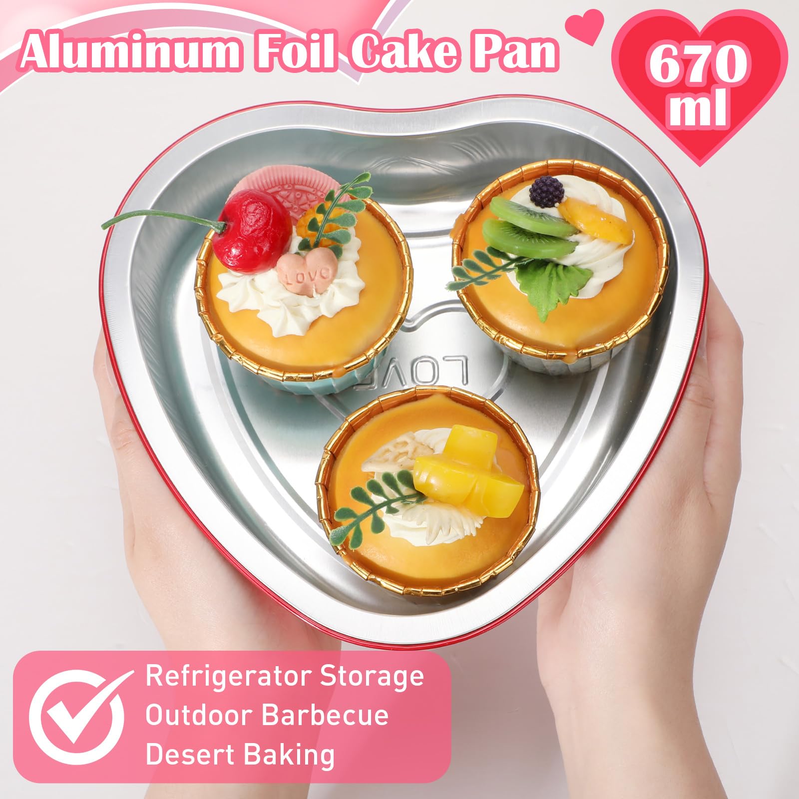 Patelai 25 juegos de moldes grandes de aluminio para tartas con tapa, 643.5 g, en forma de corazón, moldes para hornear postres, para el día de San Valentín, Navidad, boda, graduación, suministros