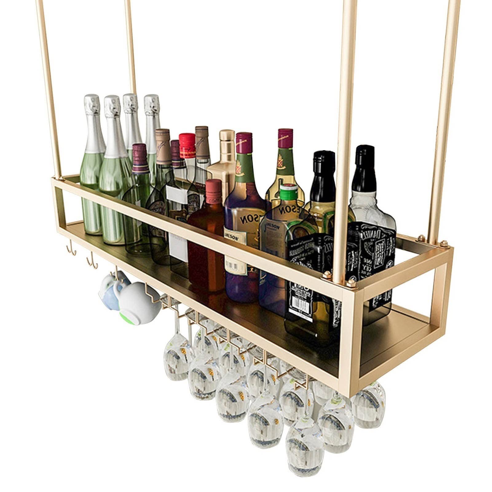 Botellero bajo Armario, Soporte para Copas de Vino, Soporte para Copas de Vino Boca Abajo, Soporte para Copas de Vino, botellero de Techo, Organizador de Almacenamiento de Vasos pa