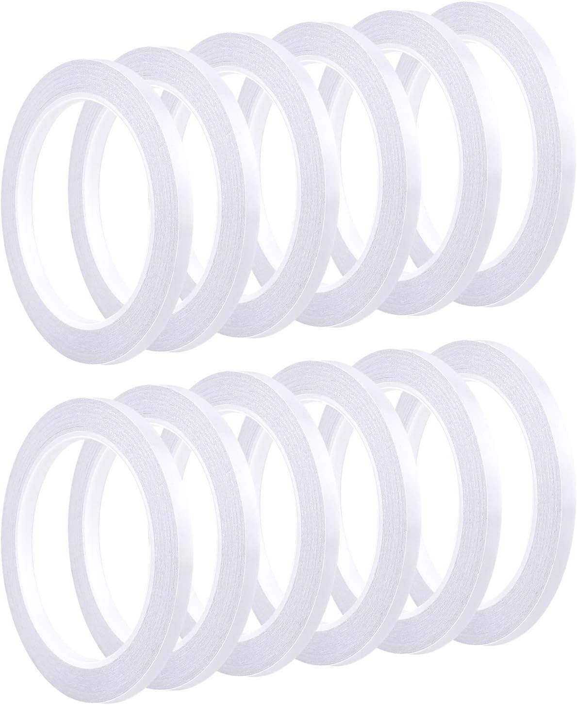 FEPITO 12 Rollos Cinta autoadhesiva de doble cara para coser, manualidades, trabajo manual, 6 mm x 20 metros cada rollo