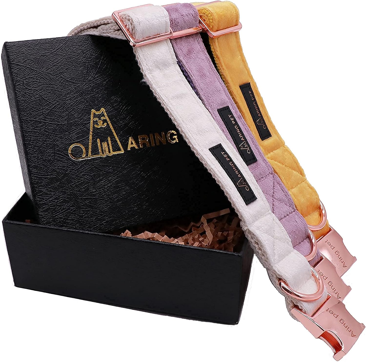 ARING PET Dog Collar and Leash Set, Soft White Velvet Dog Collar and Leash, Adjustable Collars for Dogs