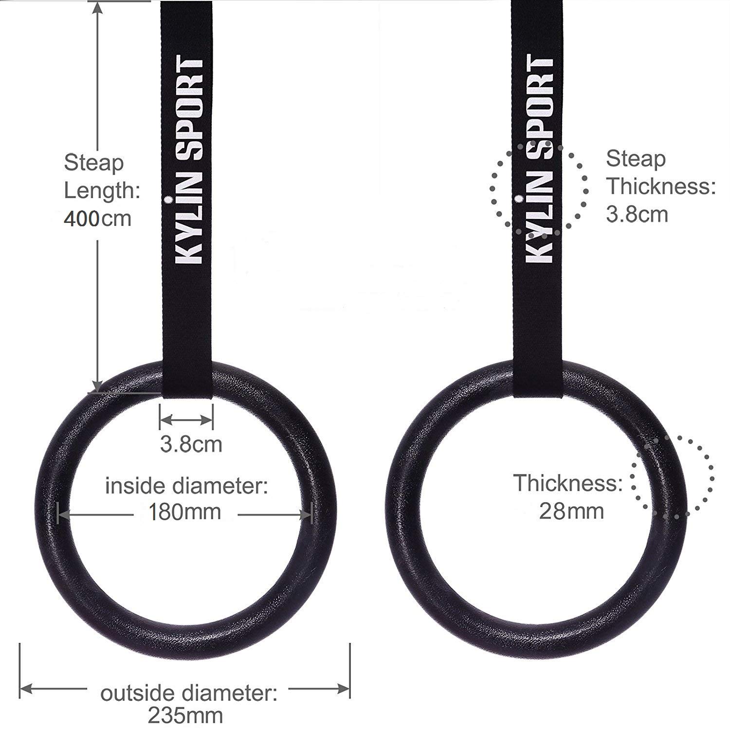 Paio di anelli da ginnastica, diametro 28 mm, anelli olimpici, per allenamento della muscolatura, sospensione, crossfit, pull up