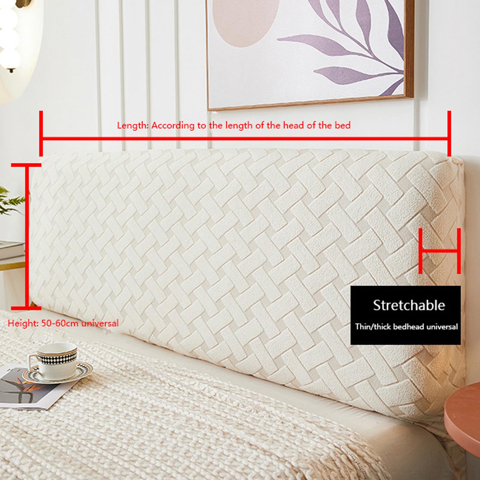 Hoofdbord Hoes,Hoes Voor Het Hoofdbord Van De Bed,Zachte Stretch Corduroy Stof,Kussen Bed Leeskussen,Afneembaar Stofdichte Bed Head Protector Cover,Voor Slaapkamer Decor(120 * 60 * 10cm(Straps),Pink