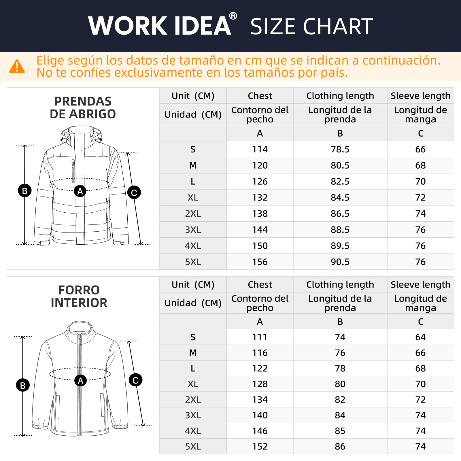 WORK IDEA Versátil chaqueta de trabajo 3 en 1 con reflectores. Impermeable, resistente al viento, transpirable. Ropa de trabajo de invierno ideal y chaqueta de seguridad para todas las estaciones