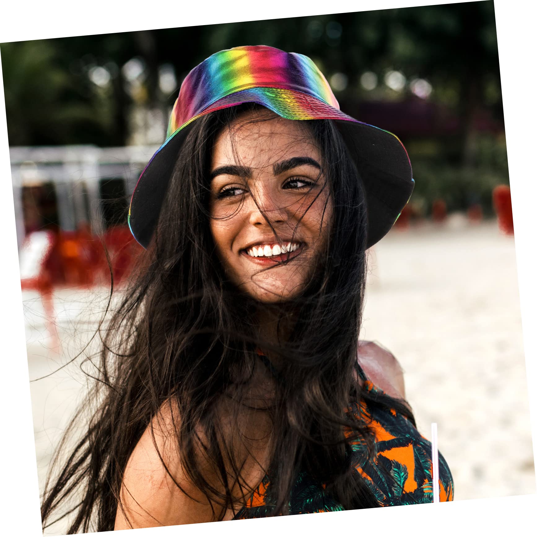 Sombrero de Pescador Rainbow Colorblock Sombrero de Mujer Gorras Tapa Bucket Hat Sombrero Bucket Sombrero de Cubo de Vacaciones Pesca Hombres paño Colorful