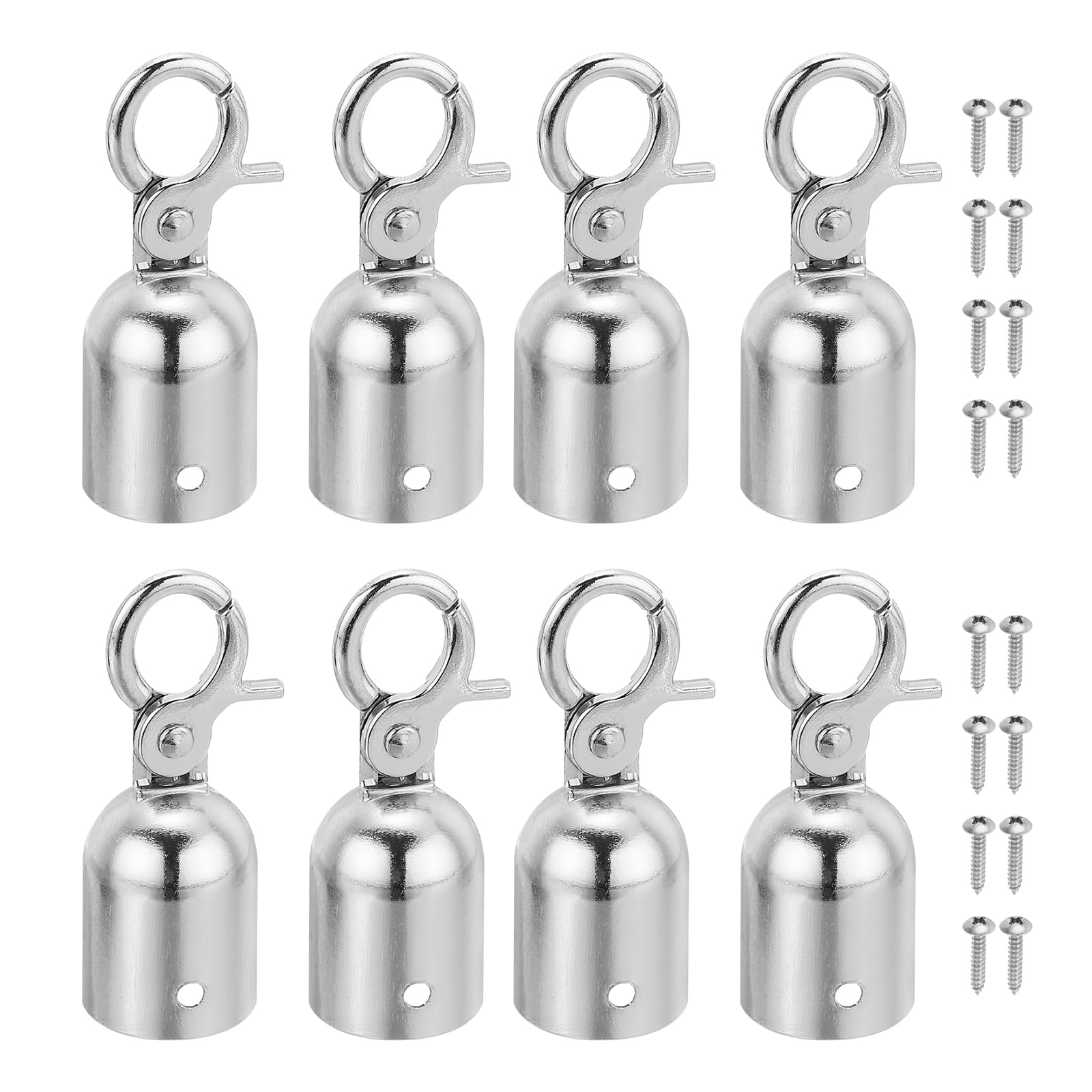 PATIKIL 28x76mm Fermacorda Per Paletti, 8Pz Corde in Velluto Ganci Baccello Per Estremità Corda Barriere Ganci Scatto Transenne Delimitazione Per Controllo Folla Divisori Coda, Argento